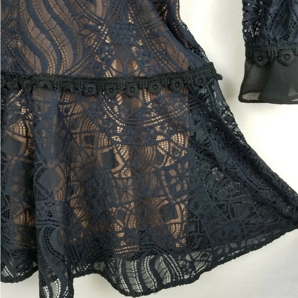 🍋 New For Love & Lemons Navy Blue Bridget Cold Shoulder Mini Dress  Small NWOT - Picture 9 of 12